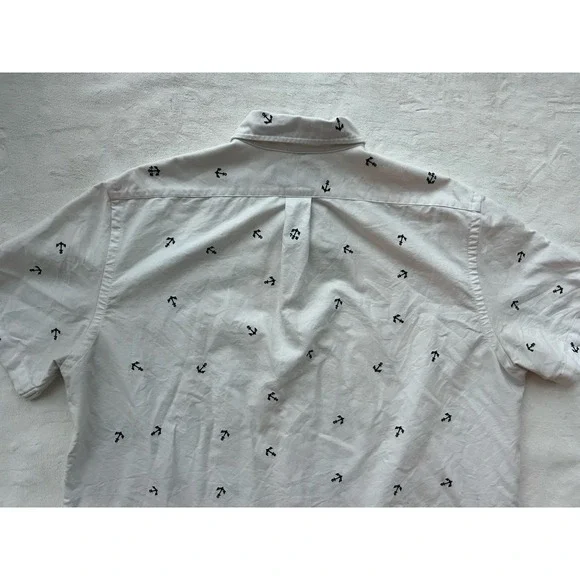 Ralph Lauren Shirt Mens Large Anchor All Over Print Short Sleeve Camp Casual - Picture 5 of 7